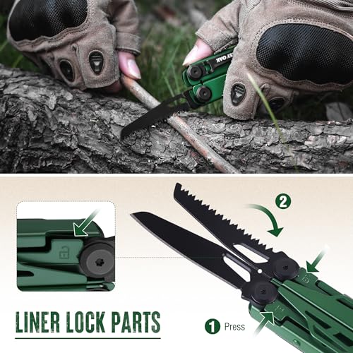 MOSSY OAK 27-in-1 CNC-Machined Multitool Pliers, Self-Locking Green