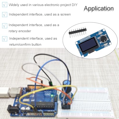 EC11 Rotary Encoder + 1.3 inch OLED Display White Integrated Module SH1106 IIC Interface with Confirm/Return Button,with Pin Header Connecting Cables for Project Experiment DIY 0.96 inch OLED