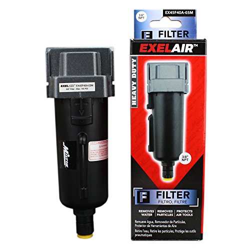 Milton EXELAIR 3/8-inch NPT FRL air filter with metal bowl and automatic float overnight drain