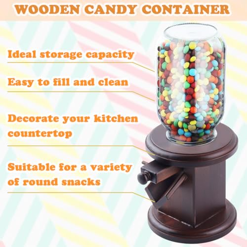 Wooden Candy Dispenser, M&M Dispenser, Cereal Dispenser Countertop | Candy Containers & Storage, Versatile Snack Storage Machine, Suitable for Candy Bean, Cereal, M&M's, Peanuts