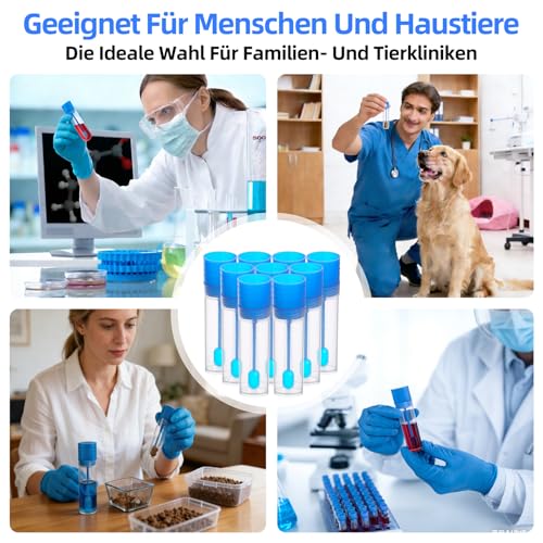 Chair Sample Tubes 15 ml with Spoon, Faecal Sample Tubes for Dogs, Cats and Chair Sample Tubes for Humans, Tight Examination Tube for Stool Sample | Stuhlprobenröhrchen Hund Kotprobenröhrchen Katze für Menschen Dichtes Untersuchungsröhrchen zur Stuhlpr...