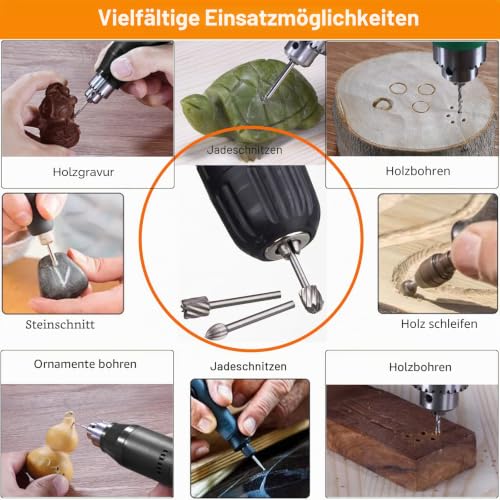 HPMAISON 20-Piece HSS Rotary Cutter Set for Rotary Tool, 3 mm Shank Wood Carving Drill Bit Set for DIY Woodworking, Carving, Engraving, Drilling 20-Piece 3 mm Shank Wood Carving Drill Bit Set