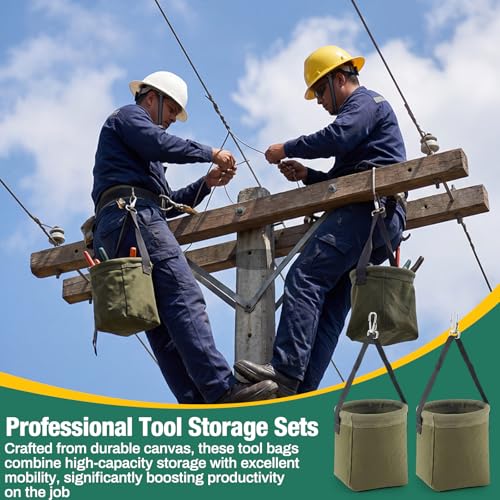 SilTriangle green square bottom tool bags with two inner pockets, 8 x 6.5 x 6.5 inches, 2-piece set