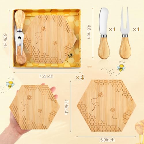 Ziliny 4 Set Baby Shower Prizes, Honey Bee Cheese Board Gifts, Hexagon