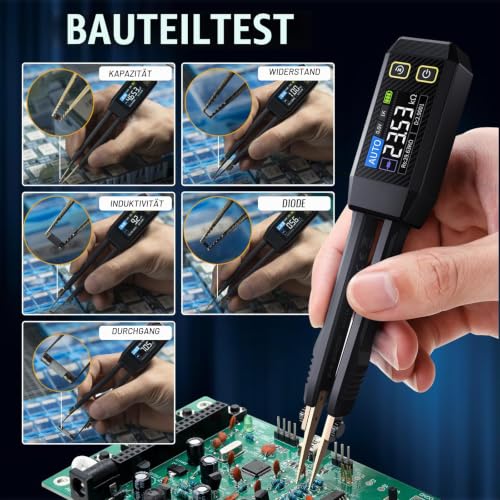 10KHz LCR Meter Tweezers, ESR Meter, Mini SMD Multimeter, Capacitance Inductance Continuity Diode Tester, Measuring Multimeter for Electronic Components, Diode Tester for Rechargeable Components