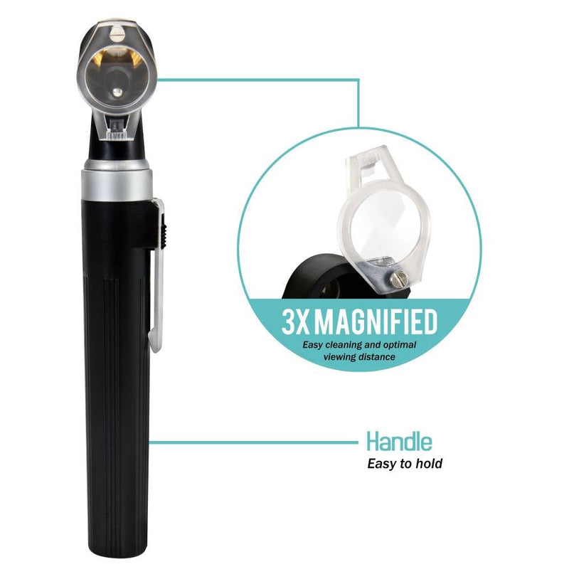 [Australia - AusPower] - Serenelife Compact Otoscope Ear Checker - Fiber Optic Digital Bright LED Ear Light Design Battery Operated & 3X Magnification - Washable Speculum Tip for Pediatric Adult & Veterinary 