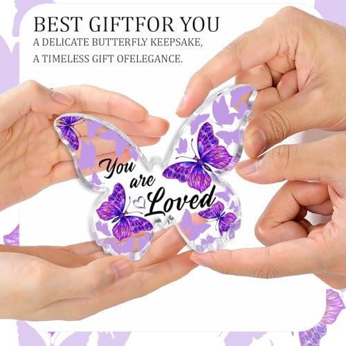 Butterfly Gifts for Women, Butterfly Decorations Acrylic Plaque Desk Decor You Are Loved