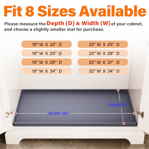 FLATO Waterproof Under Sink Mat, 34" x 22", Beige 22"W x 34"L