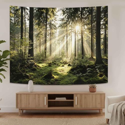 Lunerfex Celestial Sun and Tree of Life Wall Tapestry - Boho Nature and Spiritual Decor Tapestries for Bedroom Living Room 60"x44" 60"L x 44"W White Green