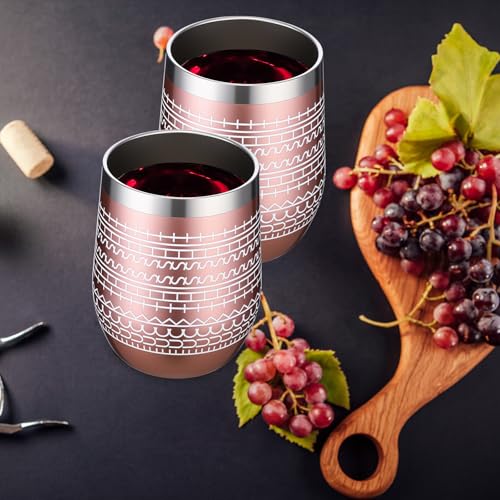 Geiserailie 4 Pcs 12 oz Funny Message Coffee Mug Birthday White Elephant Gifts Stainless Steel Insulated Tumblers Wine Cup Gag Gift for for Employee Appreciation Coworkers Friends Father (Rose Gold) Rose Gold