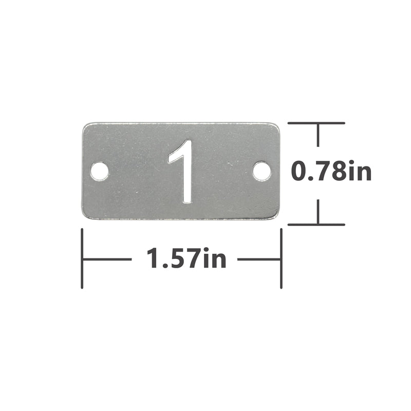 Rectangle Metal Hollowed Numbered Tags - Stainless Steel Key Tags (51-100) 51-100