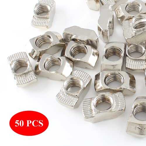 Rierdge M8 sliding T nuts for 10mm T-slot aluminum extrusion, 50-piece set labeled 40S-M8
