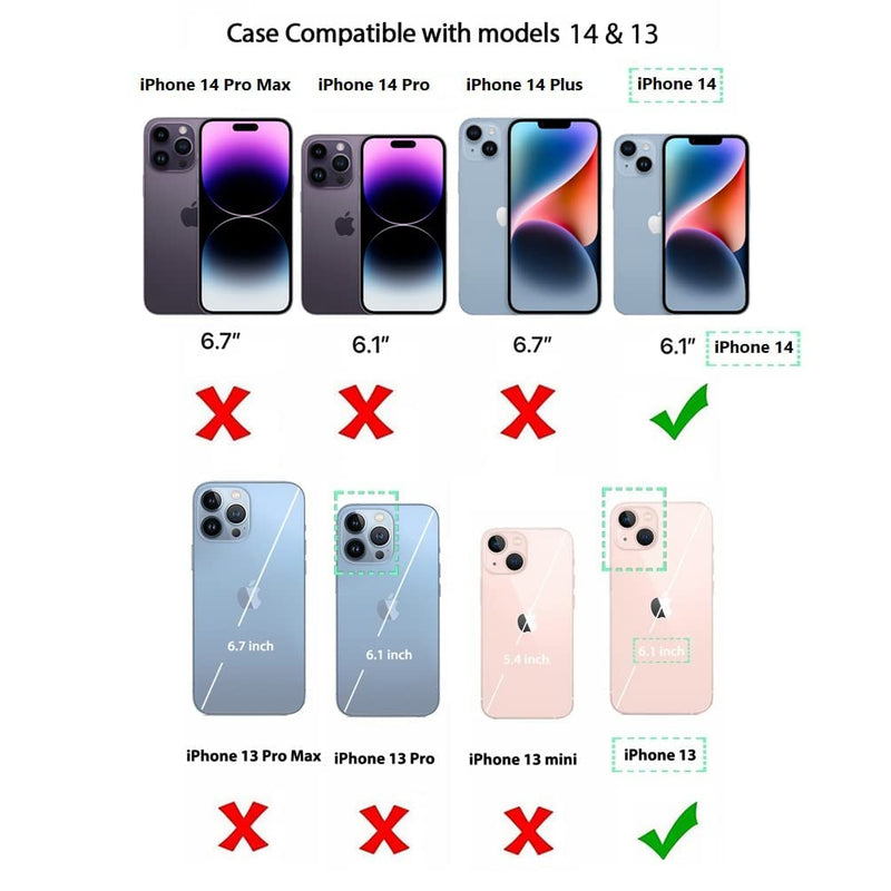 [Australia - AusPower] - uCOLOR Flip Leather Wallet Case Card Holder Compatible with iPhone 13 6.1 iPhone 14 6.1 Women and Girls with Card Holder Kickstand (Beige Leopard) Beige 