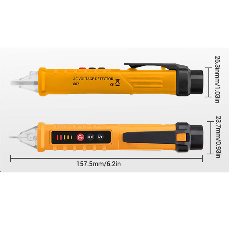 [Australia - AusPower] - AC Voltage Detector Non-Contact Digital Electrician Test Pen with LED Flashlight Sound Light Alarm for Circuit Testing 