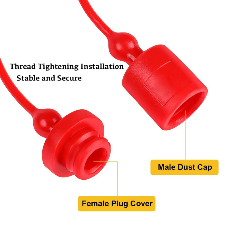[Australia - AusPower] - 4Sets Hydraulic Quick Coupler Male Dust Cap and Female Plug Cover, Red Rubber Dust Caps/Plugs with Retention Ring Keeps Cap Attached to Hose (4Sets-Four Colours, ISO-A 3/8) 4Sets-Four Colours 