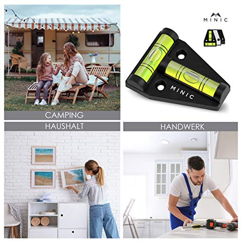 Cross Spirit Level, Black | Small spirit level - Motorhome accessories - Caravan gadgets - Mini spirit level - Ducato camping accessories - Standard bubble level