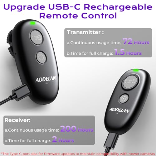 for Sony Camera Rechargeable Remote Shutter Release - AODELAN Wireless & Wired Remote Control for Sony A7 IV, A7R V, A7S III, A9 III, FX3, FX2,A1, A1 II, RX100 VI, RX10 IV, A7RIVA, A7RIIIA, A9 II