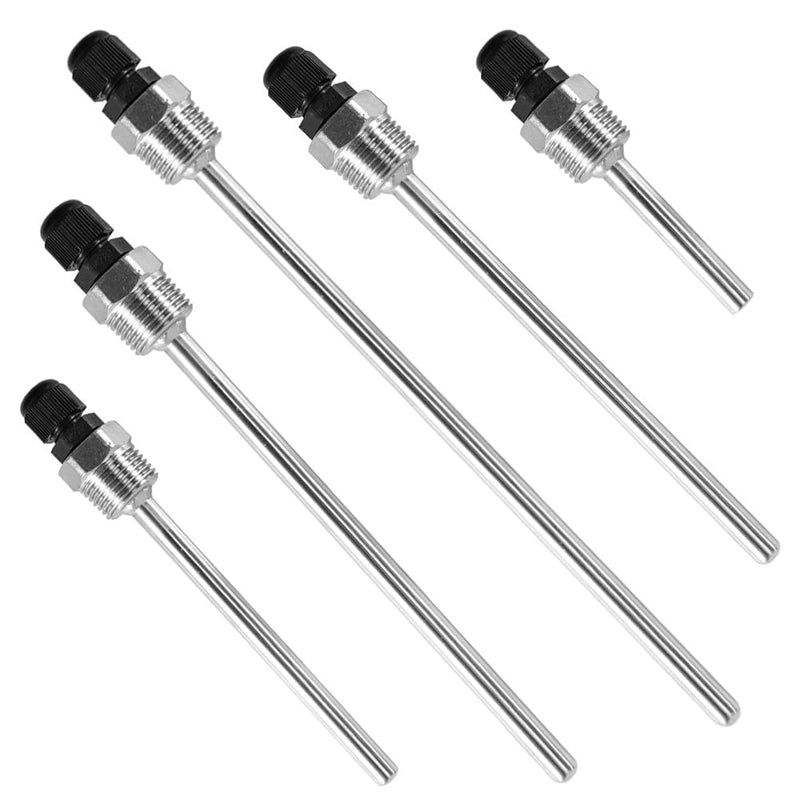 [Australia - AusPower] - 2 x Stainless Steel Immersion Sleeves, G 1/2 Inch Thread for Temperature Sensor, 8 x 200 mm Immersion Sleeves Protective Tube for Temperature Sensors, Immersion Protection Tubes for 200mm 