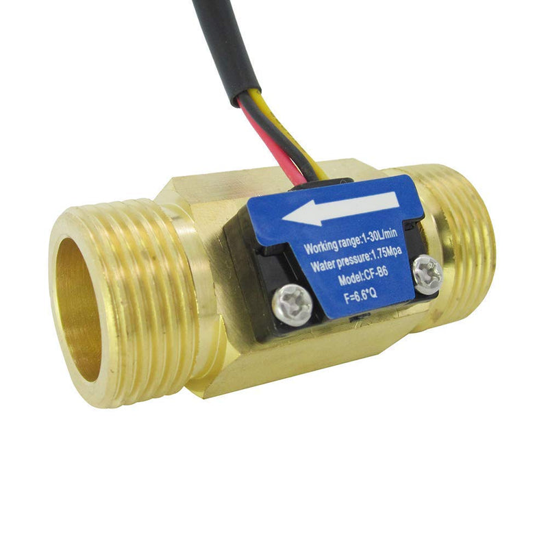 [Australia - AusPower] - SENSTREE G3/4" Brass Water Flow Sensor, Hall Effect Liquid Flow Meter Flowmeter Counter 1-30L/min G3/4 inch Male Thread 