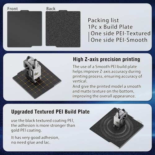For Bambulab Printing Plate, Black PEI Printing Bed for Bambu Lab A1 X1C P1P P1S X1, Bambulab Filament Carbon Plate, Smooth Texture, 257 x 257 mm, for Bambulab 3D Printer Heated Bed