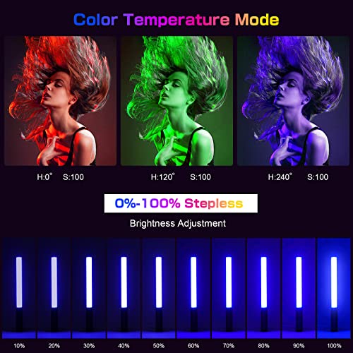 RGB Video Light Wand, Handheld Multi Color LED Tube Light Stick with Remote Control, Dimmable 2500K-6500K CRI97+ Full-Color LED Light with 2500mAh Rechargeable Battery, 12 Light Scenes Migic-P400S