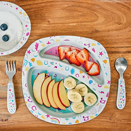 First Years My Little Pony Mealtime Set - Dishwasher Safe Toddler Plate, Bowl, Fork, Spoon - 4 Count