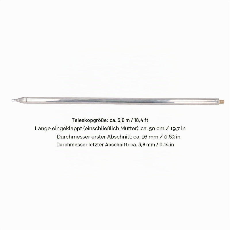 Telescopic Antenna Replacement 5.6 Meters M10 Interface Stainless Steel Tie Rod with Three-in-One Shortwave Antenna Flexible Antenna