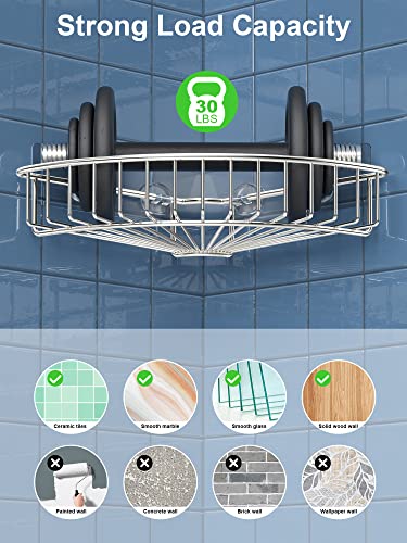 SMARTAKE 2-Pack Corner Shower Caddy, SUS304 Stainless Steel, Silver 8.7 X 8.7 X 2.0 Inches 01-silver