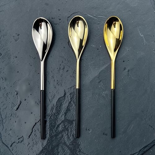 Premium Quenelle Spoon (Roche Spoon)- Heavy Duty Brass Metal Finish for Pastry Chef, Ideal for Sorbets and Fine Plating (Shiny Sliver) Shiny Sliver