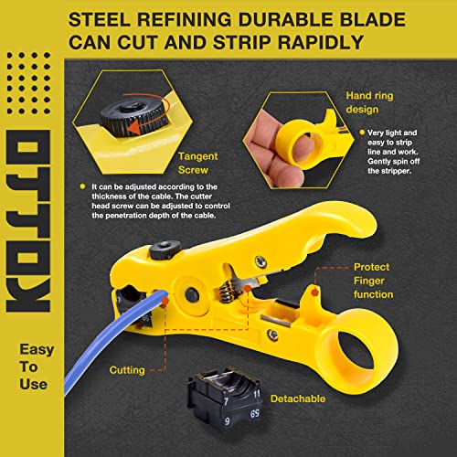 Fstop Labs KOTTO coax cable crimper kit with adjustable compression tool for RG6, RG59, and RG11 cables
