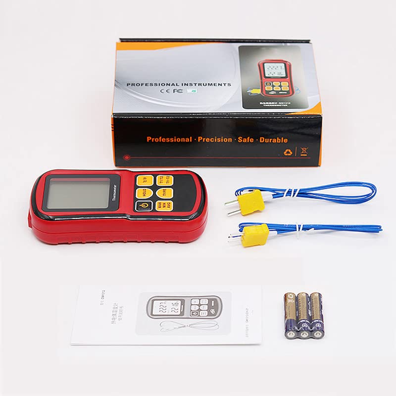 [Australia - AusPower] - Mengshen Digital Thermometer, 2-Channel K-Type Thermocouple Probe Sensor Temperature Meter Gauge for K/J/T/E/R/N/S Type, -200℃ to 1372℃ (-328℉ to 2501℉) 