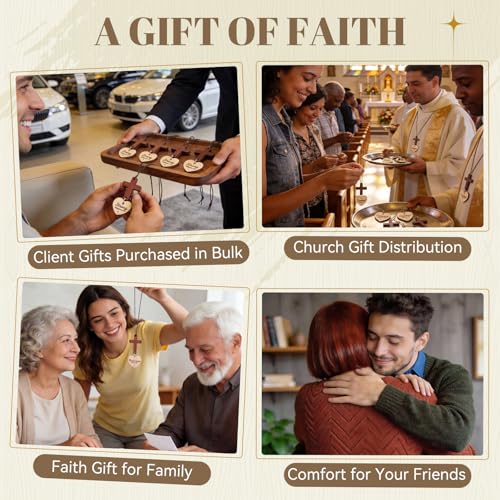 Novabright 12 Pcs Christian Gifts Bulk Heart Cross for Car Mirror Hanger