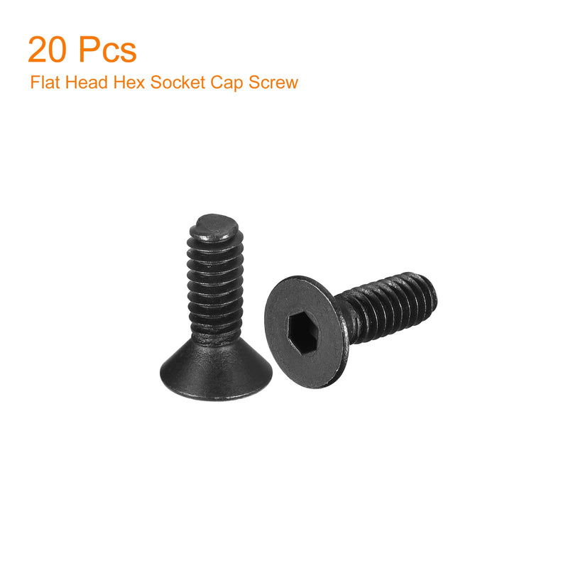 [Australia - AusPower] - uxcell #6-32x1/2" Flat Head Socket Cap Screws, 10.9 Grade Carbon Steel Hex Socket Countersunk Flat Head Screw Bolts Machine Screws Fasteners, Fully Threaded, Black Oxide, 20Pcs #6-32x1/2" 20 