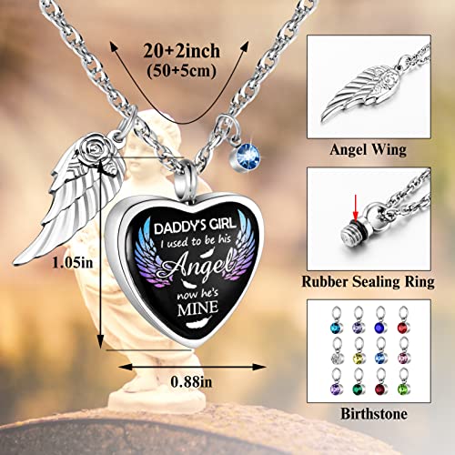 Dletay Heart Urn Necklace for Ashes Birthstones Cremation Jewelry for Ashes Stainless Steel Ash Necklace Memorial Ash Holder Silver