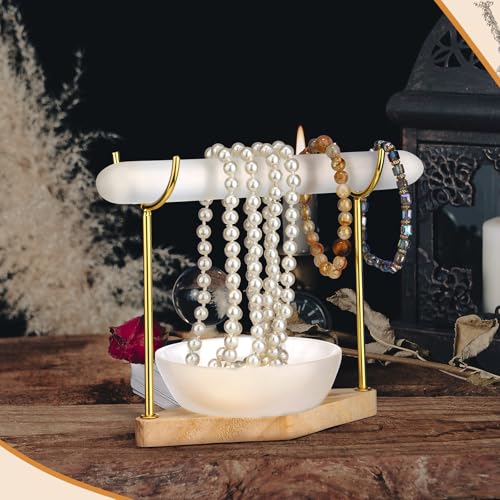 RattanView Selenite Bracelet Holder Display Stand Crystal Bowl, 4 In Round 4 Inch