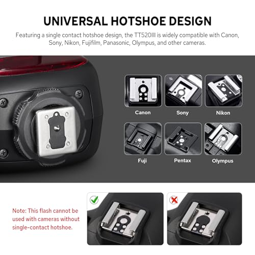 Godox TT520III Camera Flash, GN33 Hotshoe Flash with RT-16 Wireless Trigger