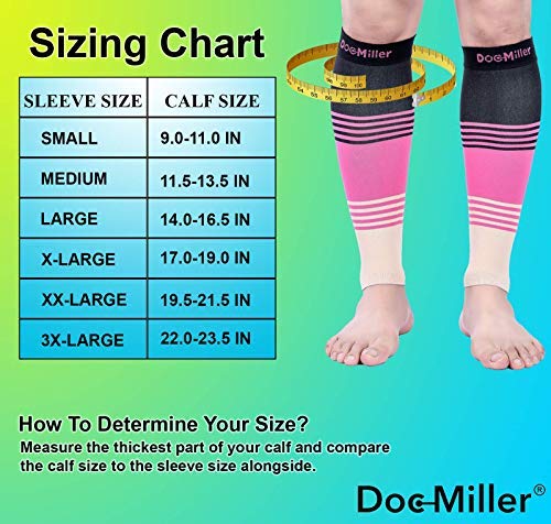 [Australia - AusPower] - Doc Miller Compression Calf Sleeve for Men & Women, Medical Grade, 20-30mmHg Graduated Support for Running, Calf Tear, Shin Splints, Knee High, Calf Sleeves, Stripes Design, Extra Large Size,1 Pair X-Large Black.pink.tan 