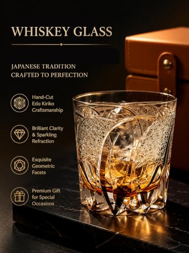 hand-cut Glass crystal cup perfect as a gift suitable for serving cocktails vodka and whiskeycomes with a Luxurious gift box yellow（ 9 once）