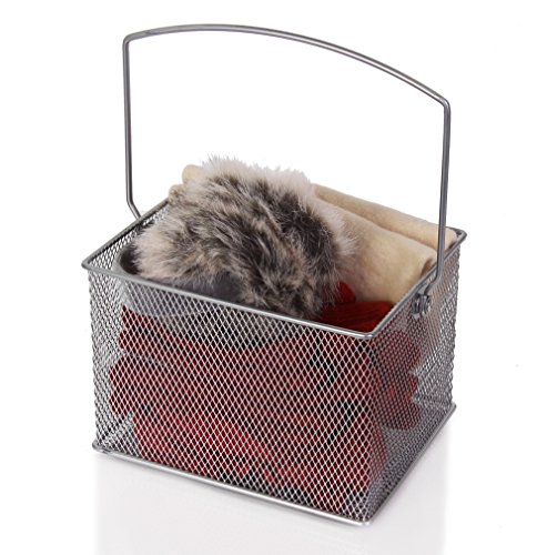 YBM Home Mesh Wire Food Storage Organizer Bin Basket with Handle for Kitchen Pantry, Cabinets, Bathroom, Laundry Room, Closets, Garage - Rectangle Metal Farmhouse Mesh Basket, 2 PACK
