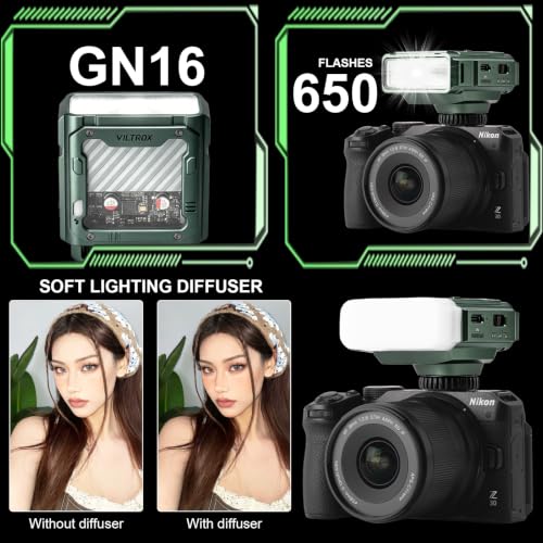 VILTROX Spark Z3 TTL 26Ws Mini Flash Speedlite GN16 Diffuser for Nikon Z3 For Nikon(Green)