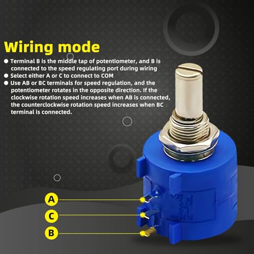 Rotary Potentiometer Knob, 500 Ohm Linear Variable Resistance Rotary Switch, 2 W Wire-Wound Precision Button Potentiometer, with Rotary Control, for Industrial Control Devices