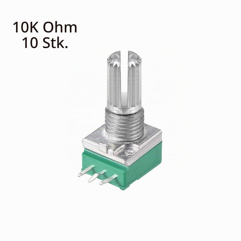 RUNCCI-YUN RK097N B10K Knurled Shaft 3 Terminals Potentiometer, Variable Resistors, with Plastic Knobs, 10 Sets