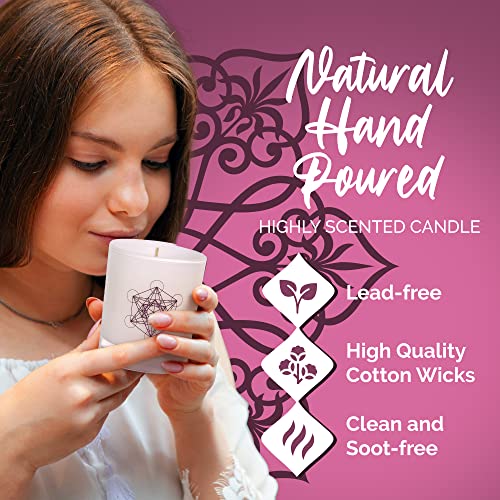 Lavender Vanilla Aromatherapy Candle, Floral Scented Candles, Luxury Candles Scented with Metatron’s Cube Symbol, Hand-Poured Soy Candle, 50 Hours Long Time, 7.6 oz. - OneSoul Collection Floral Lavender Vanilla