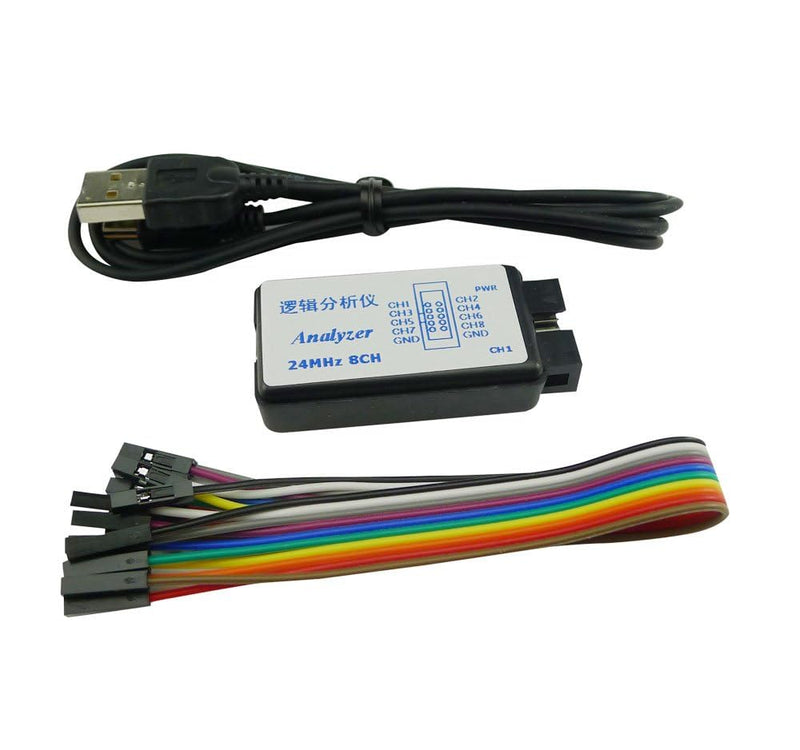 [Australia - AusPower] - USB Logic Analyzer 24MHz 8CH 8 Channel UART IIC SPI Debug Device + 12PCS 6 Colourful Test Hook Clip Set + USB Cable + Debugging Tool Sets 