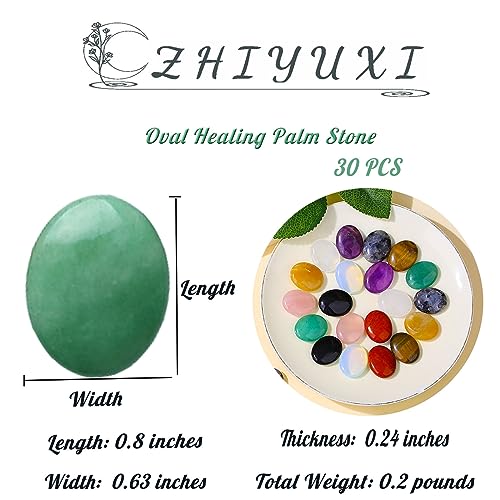ZHIYUXI 30 pcs Crystals Bulk Wholesale Crystals Set Crystals and Stones Gemstones Thumb Pocket Oval Palm Stone Reiki Energy Balance Meditation Room Decor