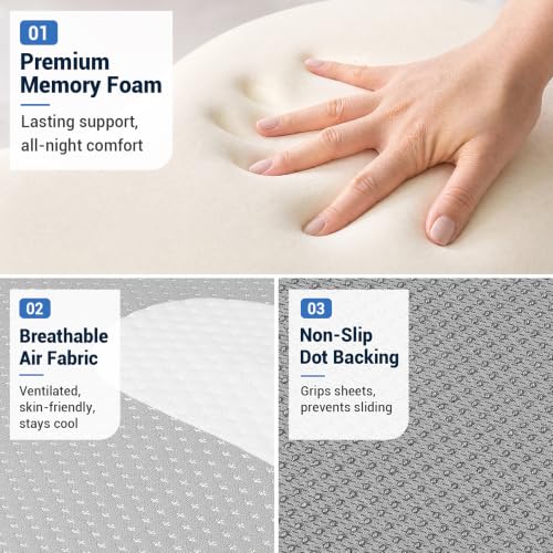 Memory Foam Lumbar Support Pillow for Bed with Ergonomic Wedge Design