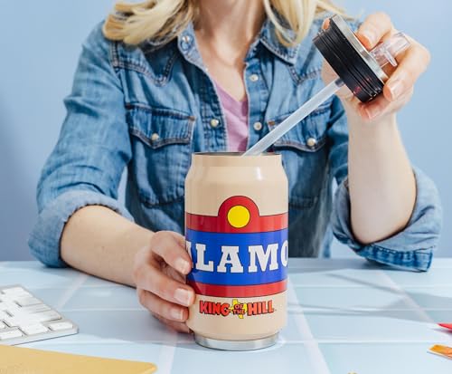 Silver Buffalo King Of The Hill Alamo Beer Logo Stainless Steel Drinking Can With Spill-Resistant Lid | Double-Walled Metal Tumbler | Holds 9 Ounces (Pack of 2) 9 Ounces (Pack of 2)