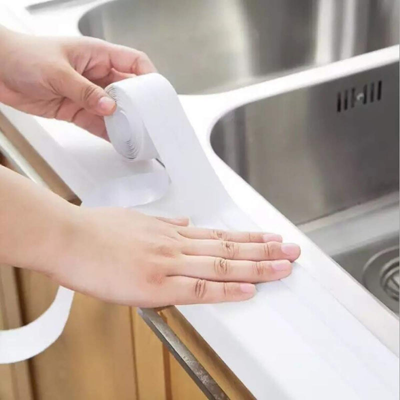 Caulk Strip Tape, Waterproof Dustproof PVC Self Adhesive Caulking Sealing Tape for Kitchen Sink Toilet Bathroom Shower Bathtub Wall(0.86" x11',White) 11ft x 0.86in White