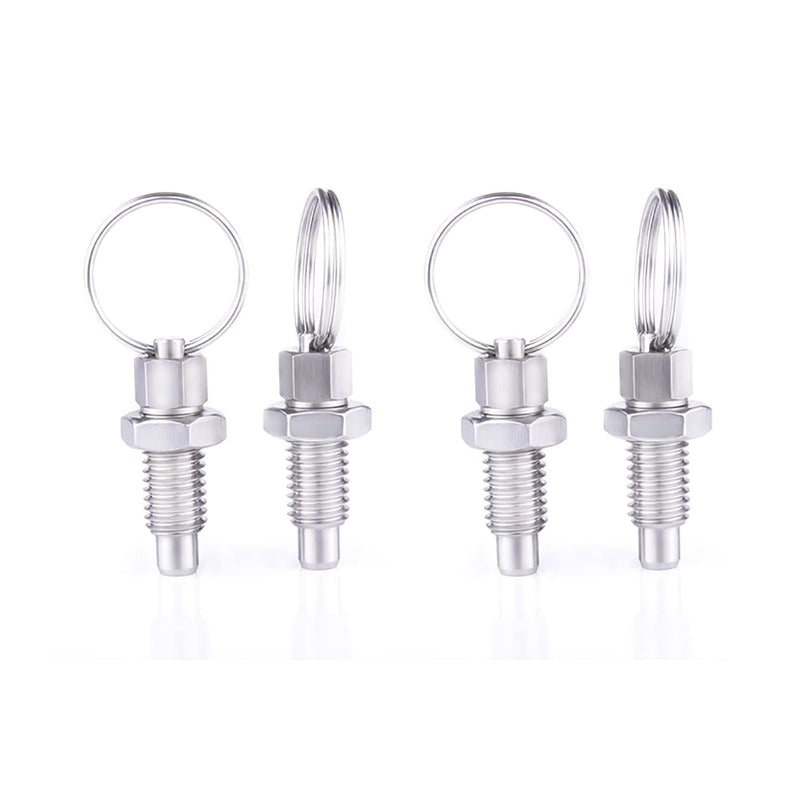 [Australia - AusPower] - 4pcs Spring Plunger M6 Stainless Steel Non-Locking Short Column Manual Telescopic Spring Plunger with Pull Ring 