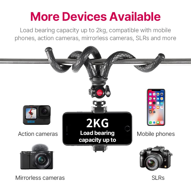 [Australia - AusPower] - ULANZI FT-01 Phone Tripod with Holder, Mini Camera Flexible Tripod Stand with Cold Shoe Mount, 1/4'' Screw for Magic Arm, Universal for iPhone 13 Pro Max XS Max X 8 Samsung Canon Nikon Sony Cameras 